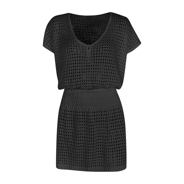 Vestido Corto de Manga Larga para las Mujeres Vestido de Cuello en V de Estilo Impreso, Poliéster Toda la Temporada