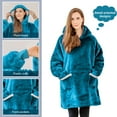 thumbnail image 3 of RUIKASI Wearable Blanket Hoodie Adult- Comfy Sherpa Blanket Hoodie Sweatshirt for Women Men, Hooded Blanket with Sleeves and Giant Pockets as Gifts for Adult, Teal, Standard, 3 of 7