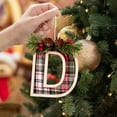 thumbnail image 6 of DAMAI 26 Letter Wooden Letter Christmas Tree Buffalo Plaid Ornaments, 3D Alphabet Xmas Hanging Pendant with Red and Black Plaid Pattern, Hanging Pendant for Xmas Tree Wall or Fireplace Decor, 6 of 7