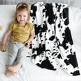 thumbnail image 4 of Unique Bargains Cow Printed Soft 300GSM Flannel Throw Blanket Sofa Bed Black 39" x 51", 4 of 8