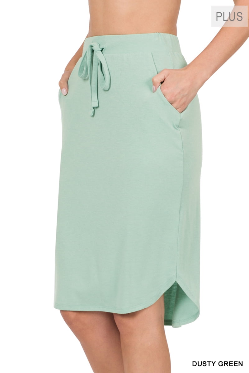 ZENANA PREMIUM plus size solid cabernet stretch poly-rayon knit maxi skirt New 