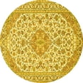 thumbnail image 1 of Ahgly Company Machine Washable Indoor Round Medallion Yellow Traditional Area Rugs, 5' Round, 1 of 4
