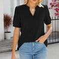thumbnail image 6 of JSKUMAR Short Sleeve V Neck Tops for Women Solid Casual Summer 2024 Trendy Blouses Black,XXL, 6 of 6