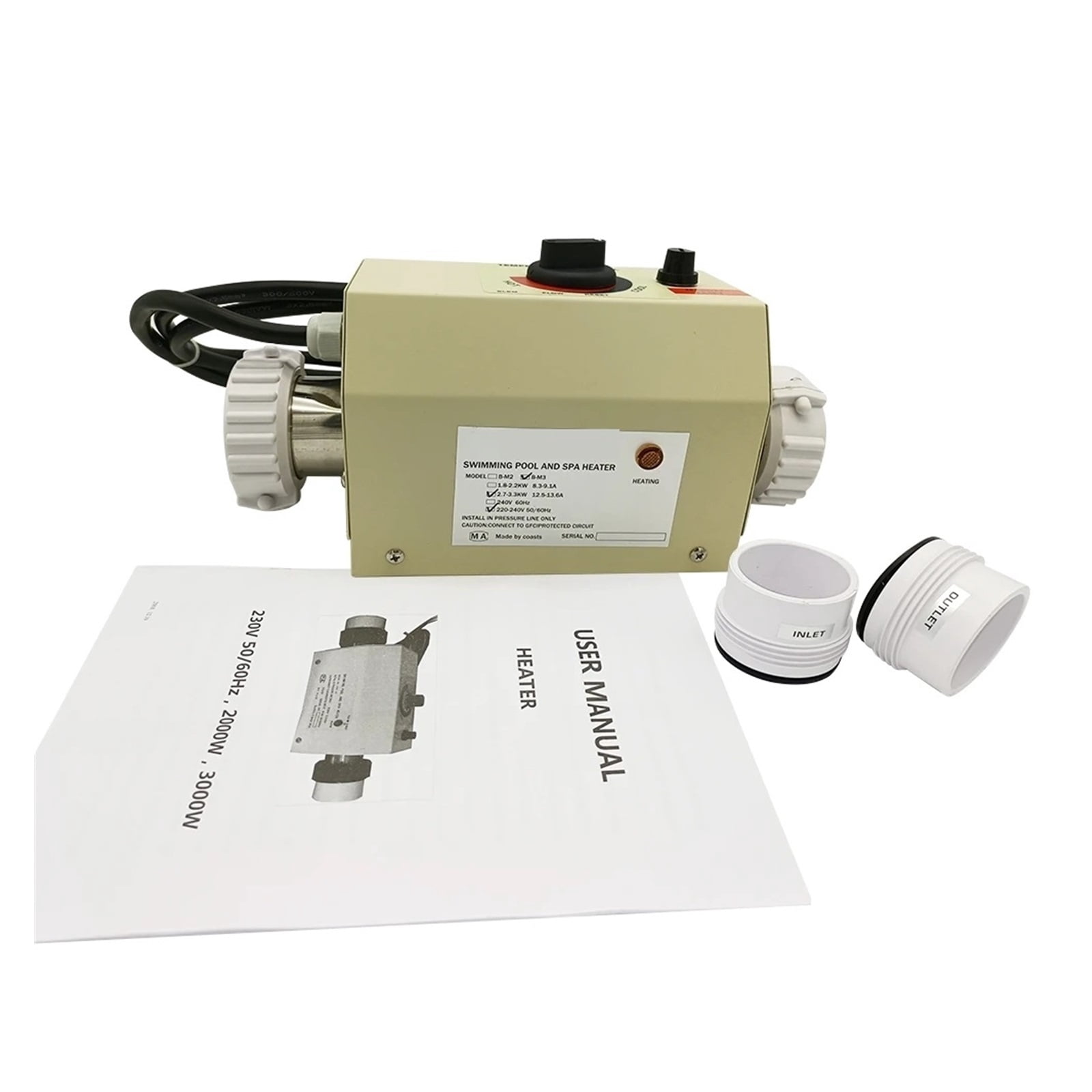 3KW Electric Water Heater Thermostat ,For Swimming Pool Bathtub SPA Bath, For Massage Hot Tub And ,Efficient Heating