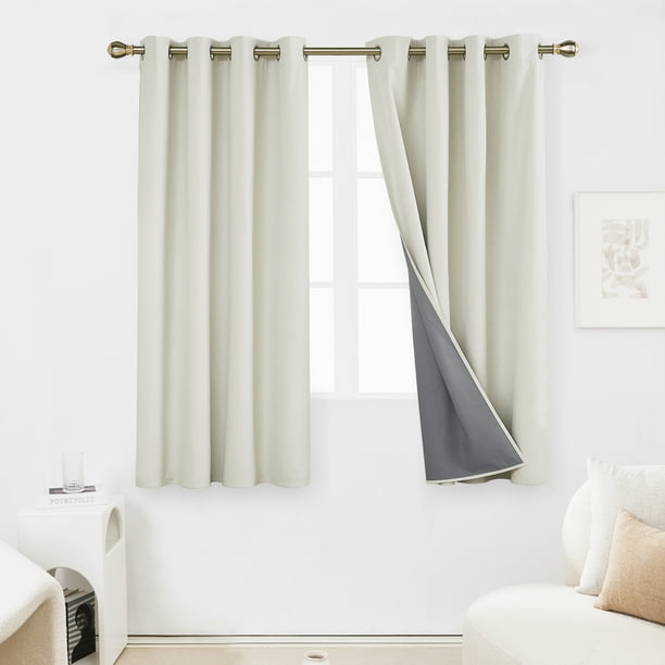 Deconovo Burlap Linen Textured Total, Gray Burlap Blackout Curtains
