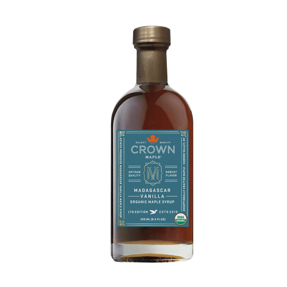 Crown Maple Madagascar Vanilla Organic Maple Syrup Kosher Non-GMO Gluten-Free 8.5 Fl Oz