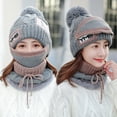 thumbnail image 4 of SPRING PARK 1 Set Women Winter Knitted Beanie Cap Warm Face Cover Neck Scarf Gloves Outdoor Hat+Scarf, 4 of 5