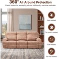 thumbnail image 5 of SHANNA Faux Leather Recliner Chair Covers, 4-Piece Stretch Reclining Sofa Slipcovers with Pocket, Washable Furniture Protector (Tan, 3 Seater), 5 of 9