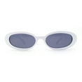 thumbnail image 2 of Womens Mod Thin Plastic Narrow Oval Retro Sunglasses White - Black, 2 of 4