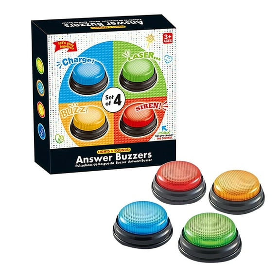 Learning Resources Lights and Sounds Answer Buzzers, Recordable Buttons ...