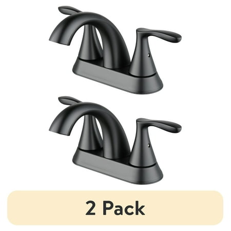 (2 pack) Better Homes & Gardens Simple Flair 4" Centerset Bathroom Faucet in Matte Black