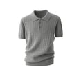 thumbnail image 2 of Polo Shirts for Men Summer Solid Casual Cable Knit Collared Short Sleeve Dress Shirts, 2 of 4