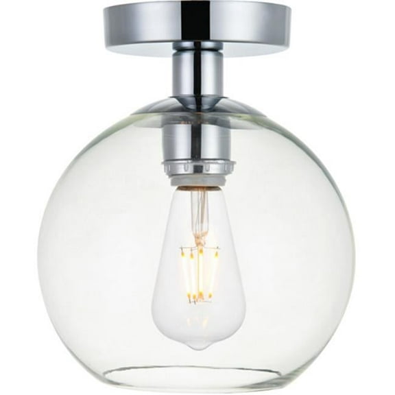 Baxter 1 Light Flush Mount Ceiling Light with Clear Glass, Chrome