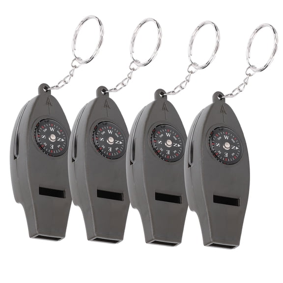 Senjay 4pcs Multifunction Whistle 4 In 1 Survival Outdoor Portable For Magnifying Glass Compass Thermometer,Outdoor Whistle,Survival Whistle