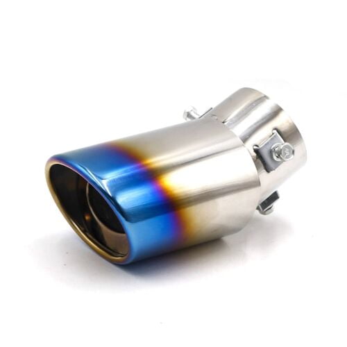 Universal Stainless Steel Car Rear Round Exhaust Pipe Tail Muffler Tip Blue