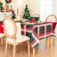 thumbnail image 6 of Christmas Rectangle Green White Checkered Tablecloth - 60 x 84 Inch - Tartan Water Resistant Table Cover, Washable Polyester Checkered Table Cloths for Xmas Dinner/Party Decoration/Holiday, 6 of 6