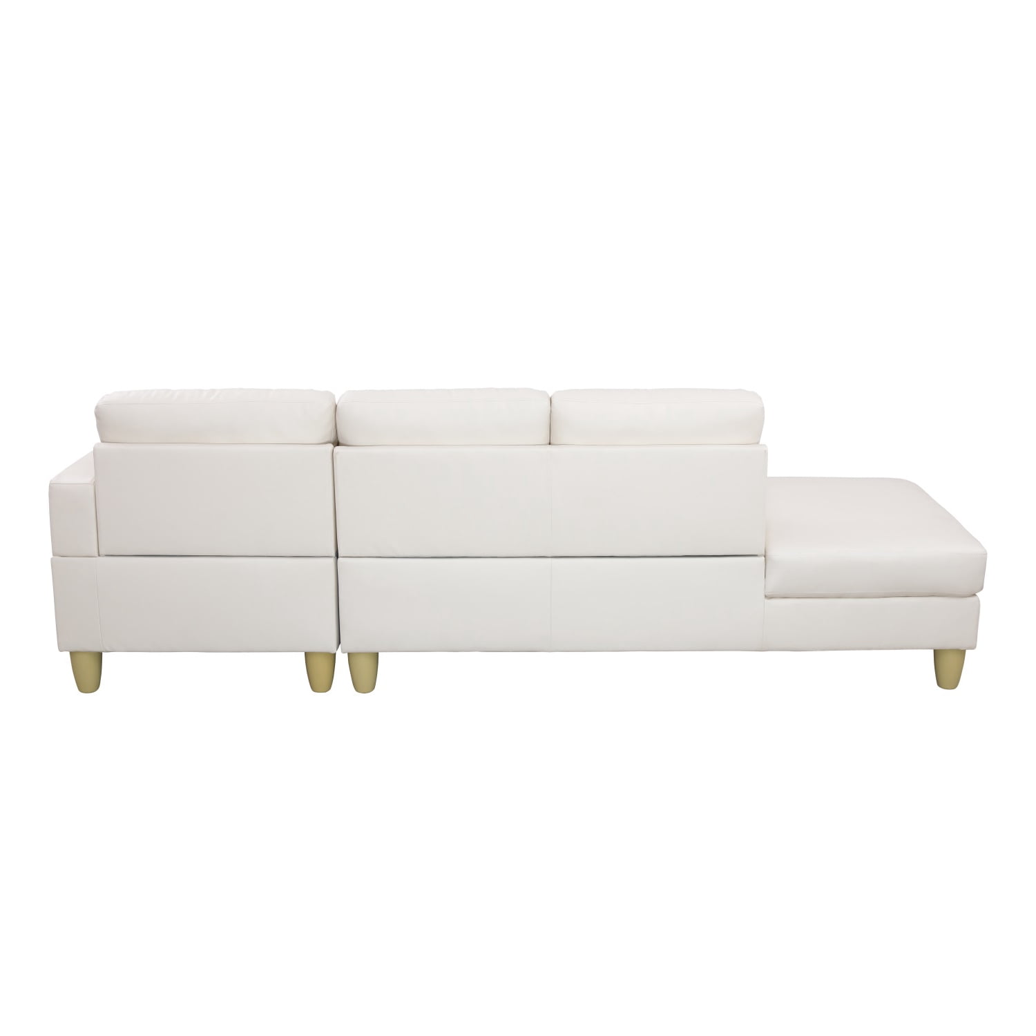 Hommoo Faux Leather Living Room Furniture Set, L-Shaped Sectional Couch Sofa for Apartment/Upstairs Loft/Living Room, 16.5'' Back Height, White(No Ottomans)