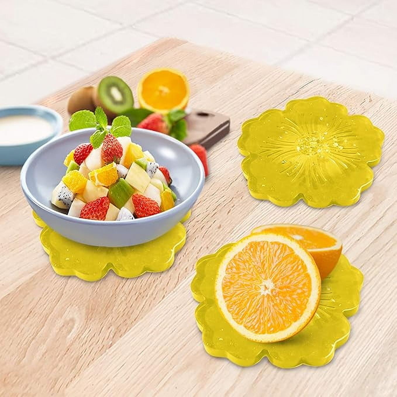 6 PCS Silicone Resin Molds, 1PCS Large Resin Tray Mold and 5PCS Coaster Molds for Resin Casting, Flower Shape Epoxy Resin Casting Molds for DIY, Home Decoration, Table Wine Tray