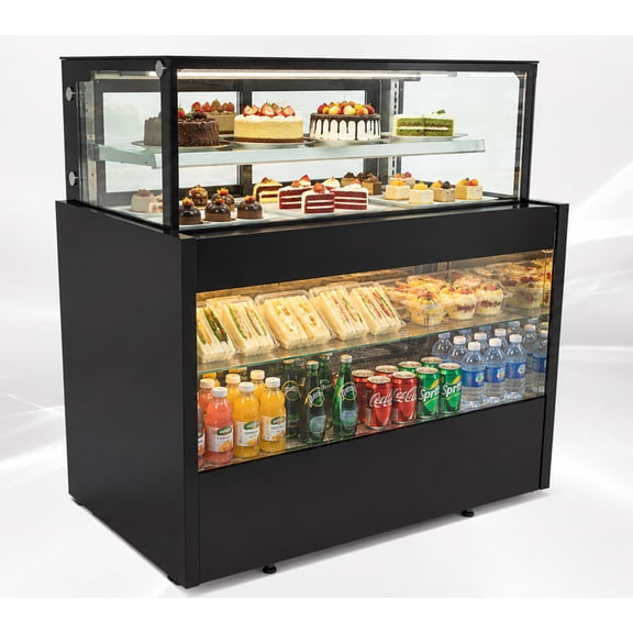 72 Inch Commercial Open Air Display Refrigerator Grab and Go Merchandiser Cooler ETL NSF Certified Black