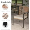 thumbnail image 3 of LAUSAINT HOME Patio Dining Set, 7-Piece Outdoor Wicker Furniture with Rectangular Table and 4 Fixed Chairs &  2 Swivel Chairs, Brown, 3 of 8