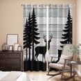 thumbnail image 3 of Kitchen Curtains 84 Inch Length 2 Panels, Forest Bear Grommets Window Treatment Curtain, Silhouette Elk Stripes Tree Wood Grain Thermal Curtains Drapes for Living Room/Bathroom, 3 of 9