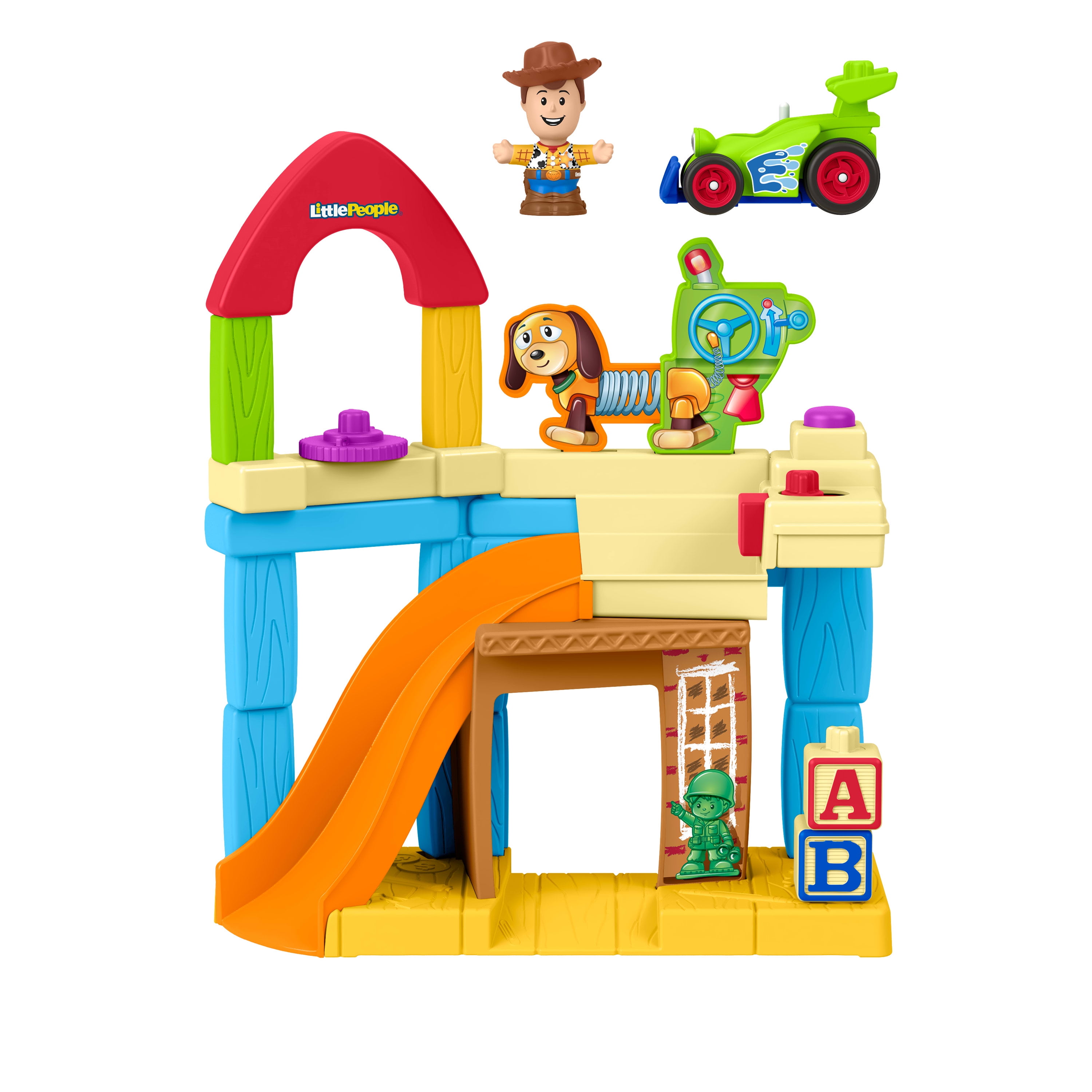 Fisher-Price Little People Disney & Pixar Toy Story Andy’s Room Toddler Playset, Woody & RC Vehicle