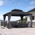 thumbnail image 2 of PURPLE LEAF 11' X 13' Outdoor Hardtop Gazebo Galvanized Steel Double Roof Aluminum Frame Patio Gazebo for Backyard Lawn and Garden Grey, 2 of 8