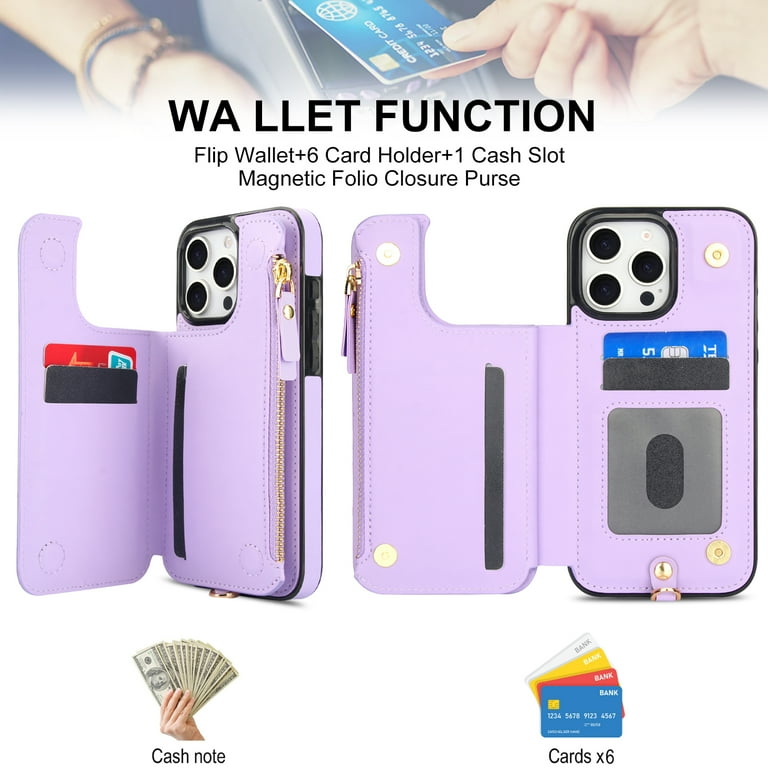 Crossbody Wallet Case for iPhone 16, RFID Blocking Leather