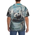 thumbnail image 3 of Rateoe Panda In Futuristic City Pattern Men's Short Sleeve Classic Shirt, Casual Short-Sleeved Shirt, Lightweight Summer Shirt, Cuban Collar Shirt,Button-Front Shirt-4X-Large, 3 of 5