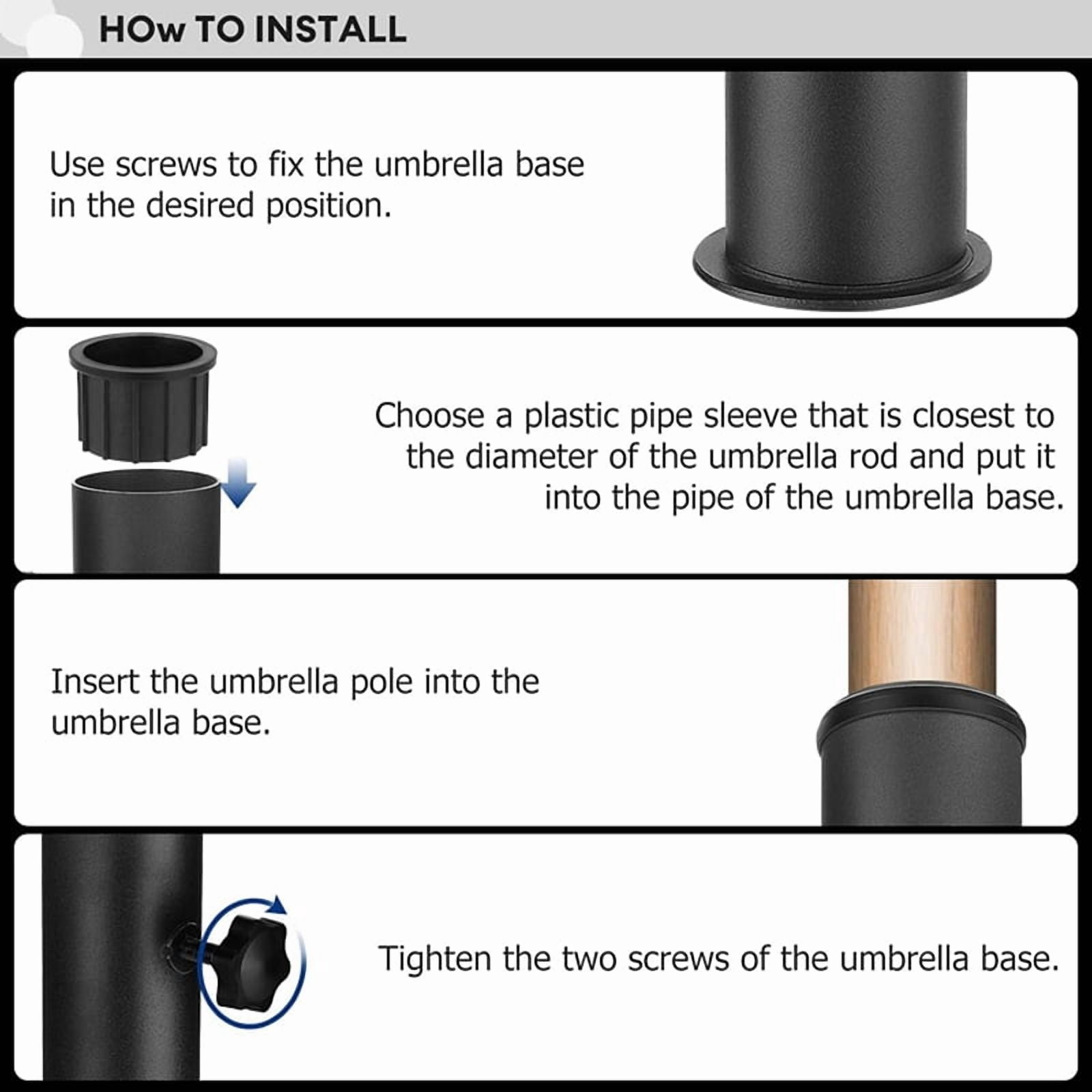2X Umbrella Stand Tube Outdoor,Outside Stone Umbrella Tube Base,Table Umbrella Tube Bracket,DIY Umbrella Tube Mount