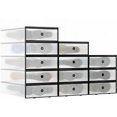 thumbnail image 2 of Juego de cajas de plástico para zapatos de 34,5 x 24 x 14,3 cm, cajas de almacenamiento de zapatos con marco blanco, caja de plástico apilable, transparente, plegable, para tamaños de hasta, 2 of 5