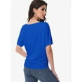 thumbnail image 2 of Women's Dolman Top Boat Neck Short Sleeve Solid Tees Casual T Shirt with Side Shirring Detail, 2 of 6