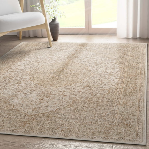 Well Woven Asha Odette Vintage Oriental Beige 5'3" x 7'3" Area Rug