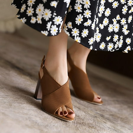 

Qepwscx Sandal For Women Comfortable Sandal For Women Dressy Comfortable Fashion Matte Cloth Microfiber Leather High Heels Ladies Summer Sandals Sandal For Women