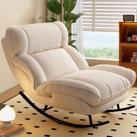 Keerffo Sofa Rocking Chair Metal Frame with Adjustable Backrest Comfortable Decorative Chair Modern Ergonomic Sofa for Living Room Bedroom
