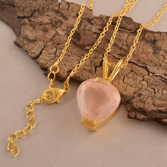 Rose Quartz Pendant Necklace, Cabochon Gemstone, Energy Healing Crystals, Jewelry for Women, Handmade Gemstone Jewelry 18 inch AAA  Quality