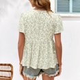 thumbnail image 4 of Women Tunic Tops Floral Print V Neck Ruffle Short Sleeve Shirts Casual Summer Tops Lady Loose Tshirts, 4 of 4