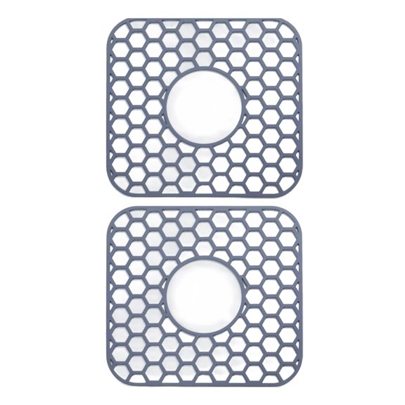 Pack of 2 Silicones Sink Liners For Kitchen Sink Protectors Pad Dishwasher Safe Nonslip Center Drain