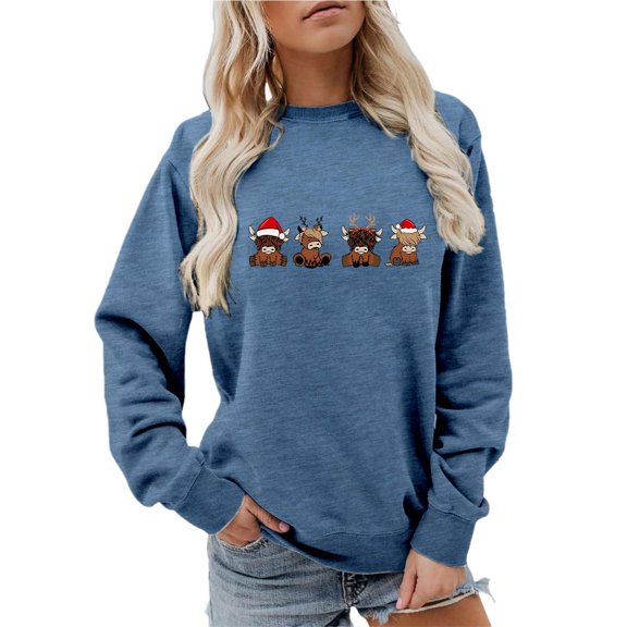 Christmas Sweatshirt Long Sleeve Crewneck Sweatshirt Festive Holiday Print Pullover Top Cozy Soft Casual Fashion Tunic Blouse For Seasonal Party Celebration And Daily Wear Christmas Sweater