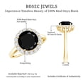 thumbnail image 5 of Rosec Jewels Black Onyx Engagement Ring with Halo - Natural Black Onyx Diamond Ring (AAA Grade Certified) - with Jewelry Box, 18K Yellow Gold, US 10.00, 5 of 8