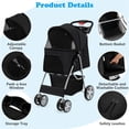 thumbnail image 5 of Pefilos 40" Pet Stroller 4 Wheels Dog Cat Stroller for Small Medium Dog Cats Carrier Jogger Travel Foldable Puppy Stroller with Storage Basket and Adjustable Canopy, Black, 5 of 9
