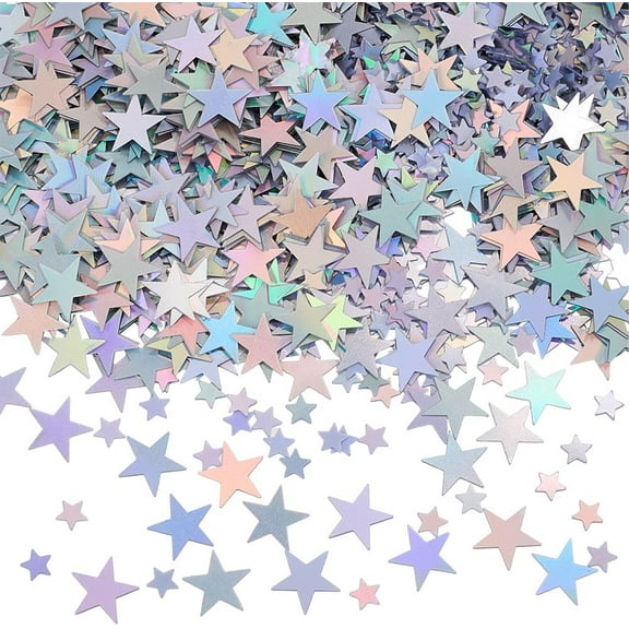 1 Box 80G 5MM 10MM Star Sequins Silver Star Shaped Confetti Glitter Bulk Plastic PV Small Lightweight Shiny Table Confetti for Party Christmas Wedding Celebration Decorations DIY Crafts