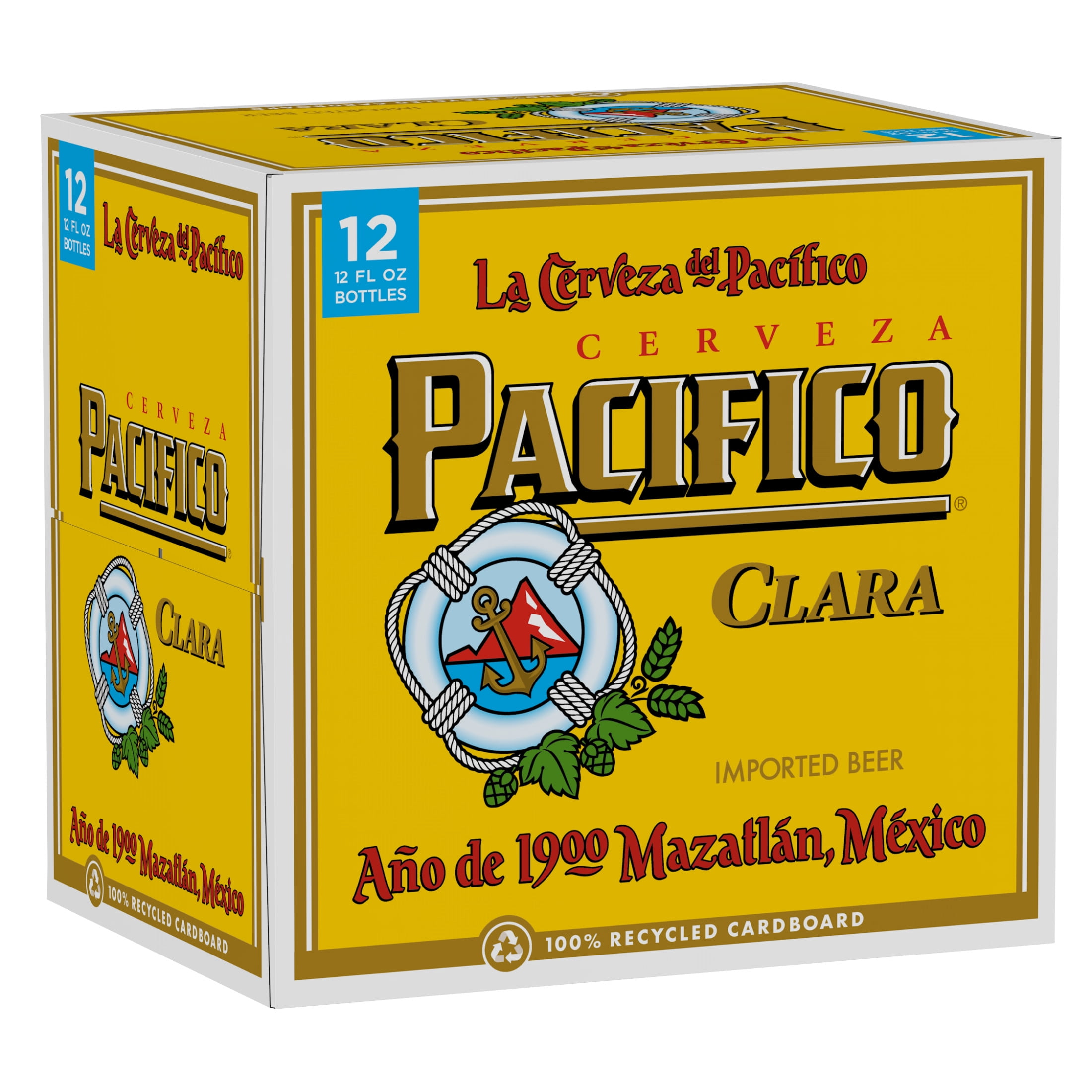 Pacifico Clara Mexican Lager Import Beer, 12 pack 12 fl. oz. Bottles, 4.4% ABV