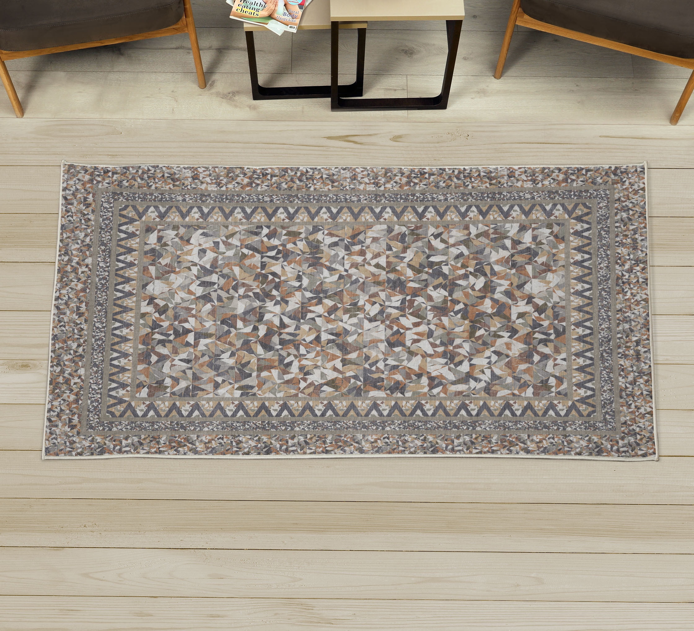 Modern Decorative Rug, Mosaic Look Abstract Polygonal Shapes Diamond ...