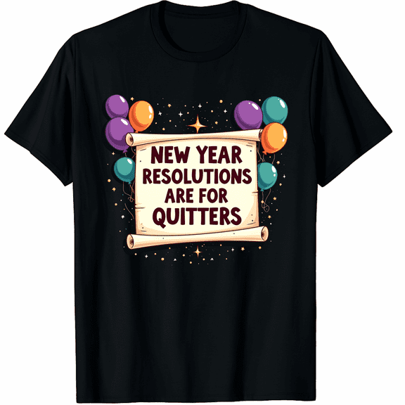 New Year Resolutions Are For Quitters Funny New Year's Eve Graphic Tee T-Shirt for Men Women