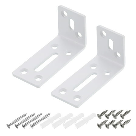Uxcell 2 Pack Adjustable L-Shape Corner Brace, 40 x 80 x 35mm L Corner Brace Slotted Joint Right Angle Bracket with Screws for Fixing Furniture Wood Shelves Cabinet Shelf, White
