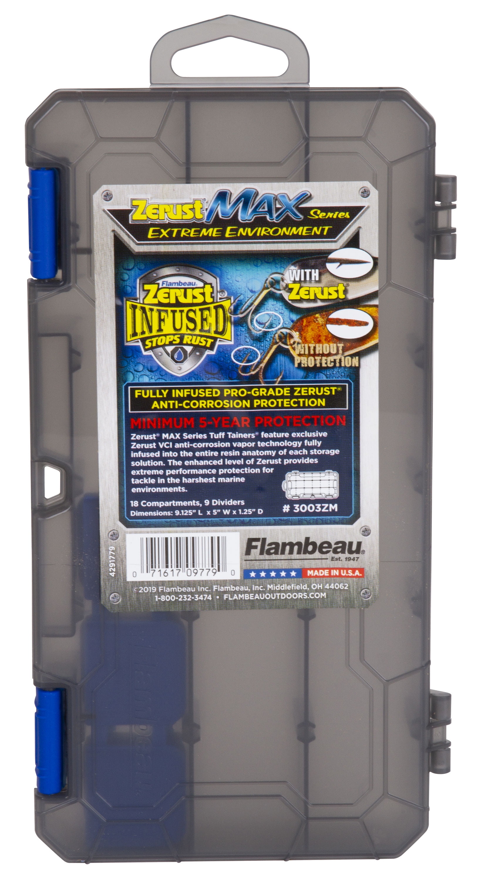 (2 pack) Flambeau Outdoors, Zerust MAX 3003ZM Tuff Tainer, Utility Box, 9.125 inches, Fishing Tackle Box, Plastic