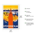 thumbnail image 2 of Stockholm - Sweden - Port of Stockholm and City Hall - Vintage Travel Poster by Iwar Donner c.1936 - Master Art Print (Unframed) 12in x 18in, 2 of 4