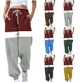 thumbnail image 2 of ctdiral Sweatpants for Women Fall Stripe Color Block Workout Long Pants High Waisted Drawstring Sweatpant with Pockets Comfy Loose Fit Lounge Jogger Pants Gray XL, 2 of 6