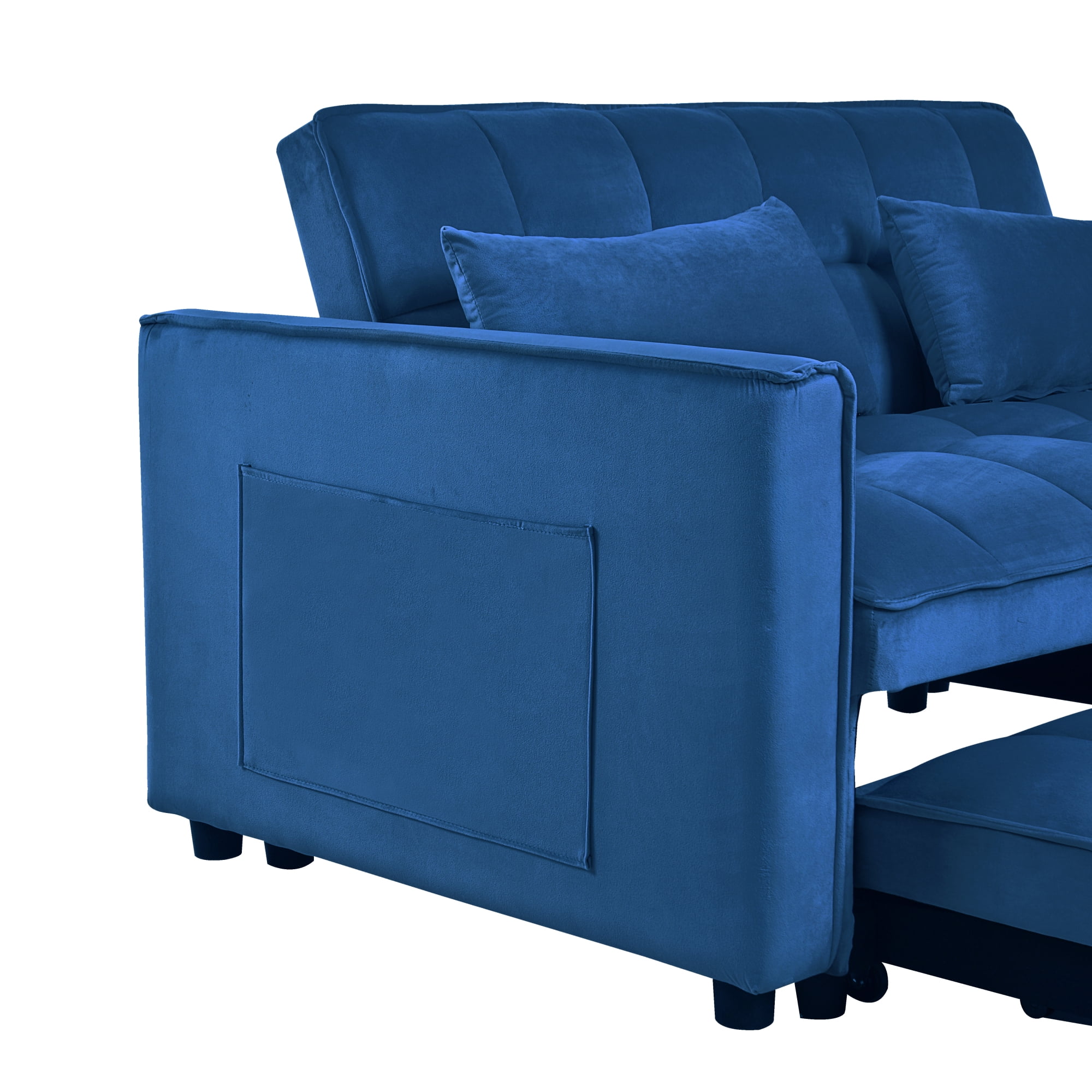 Convertible Sofa Bed,3-in-1 Sleeper Sofa with Pull Out Bed,Sleeper Futon Couch Loveseat with Adjsutable Backrest and Pillows for Living Room,Blue